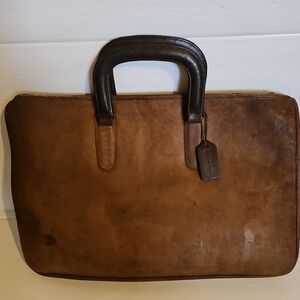 Vintage 1970s Coach Bonnie Cashin Brown Leather Slim Satchel Standard Briefcase